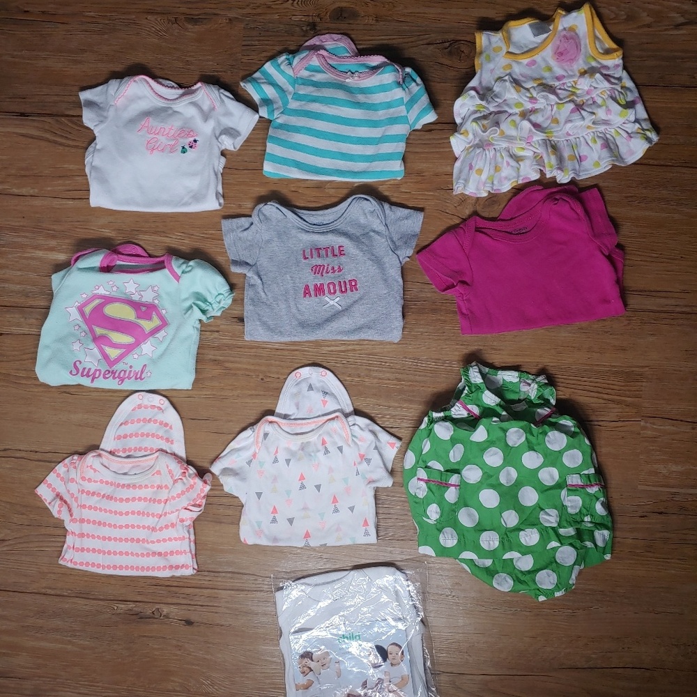 Baby girl bundle lot tops onesies shirts short